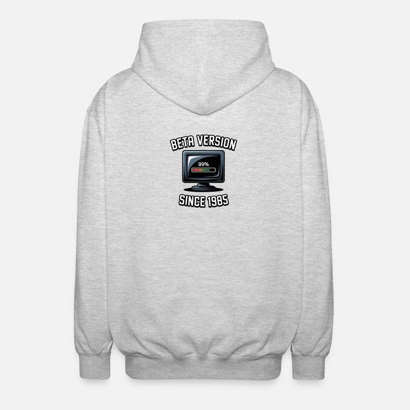 Retro Computer Progress Design - Unisex Hooded Jacket - light heather grey