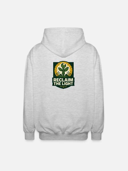 Reclaim the Light – Solarpunk - Unisex Hooded Jacket - light heather grey