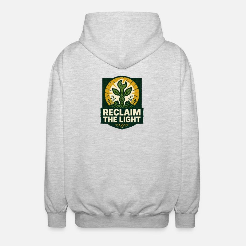 Reclaim the Light – Solarpunk - Unisex Kapuzenjacke - Hellgrau meliert