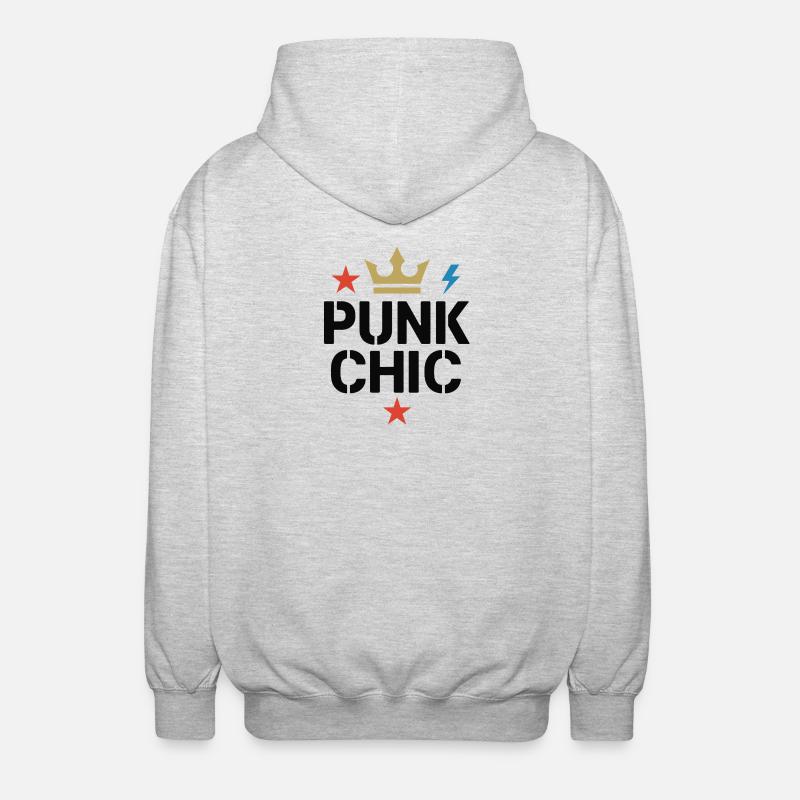 Punk Chic – Krone & Blitz - Unisex Kapuzenjacke - Hellgrau meliert