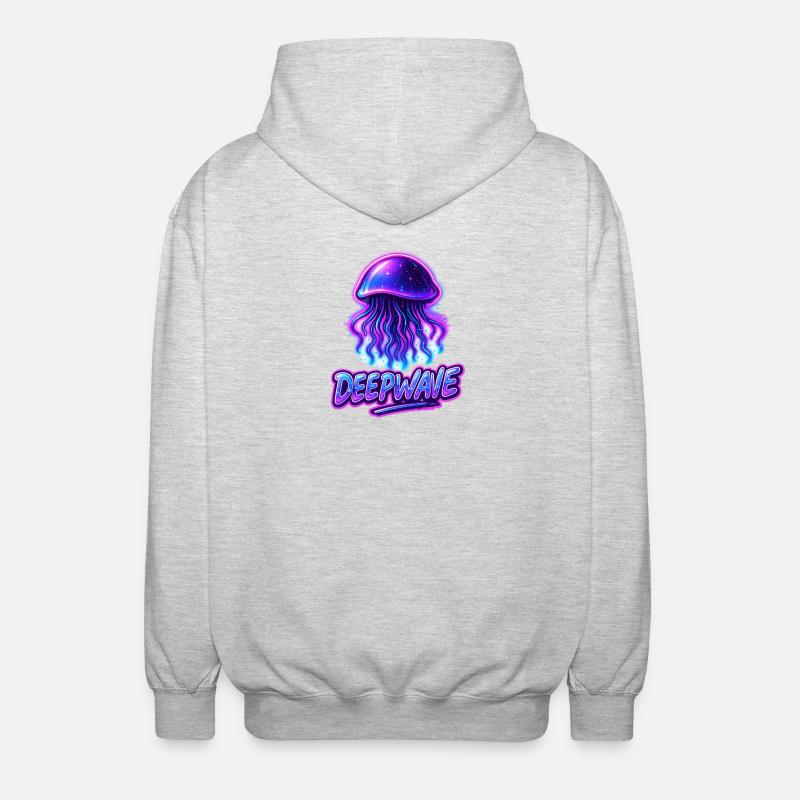 Neon Qualle Deepwave Design - Unisex Kapuzenjacke - Hellgrau meliert