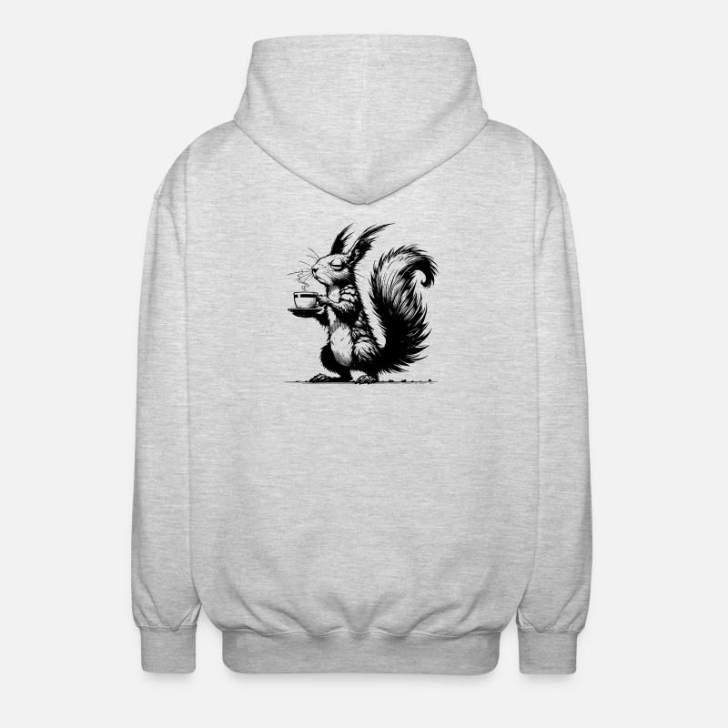 Small Squirrel, Big Cup Squirrel Caffeine - Unisex Hooded Jacket - light heather grey