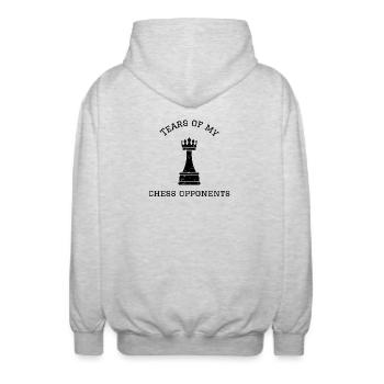 Tears of my chess opponents  - Unisex Kapuzenjacke - Hellgrau meliert - Hinten - AI Model Male 185 light (185cm)