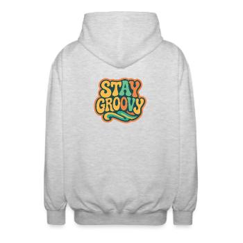 Stay Groovy Retro Vintage Design | 60s Hippie Styl - Unisex Kapuzenjacke - Hellgrau meliert - Hinten - AI Model Male 185 light (185cm)