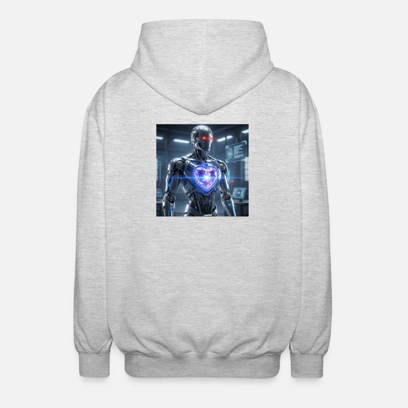 Futuristic robot with light effect - Unisex Hooded Jacket - light heather grey