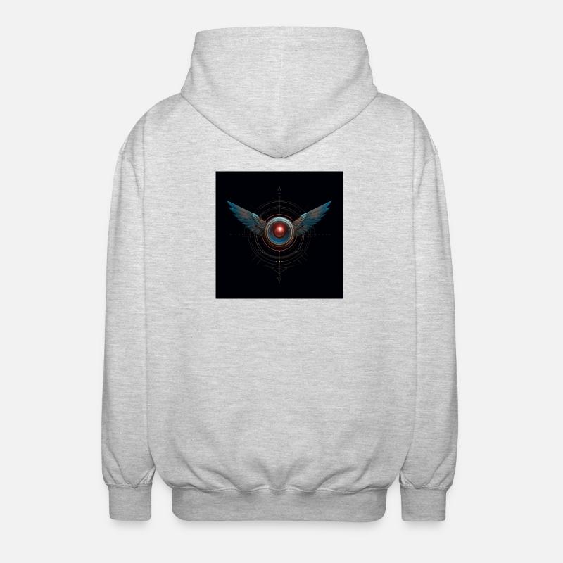 Futuristisches Winged Emblem – Techno Vision - Unisex Kapuzenjacke - Hellgrau meliert