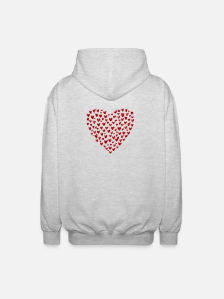 Heart Collection: Love in Red - Unisex Hooded Jacket - light heather grey