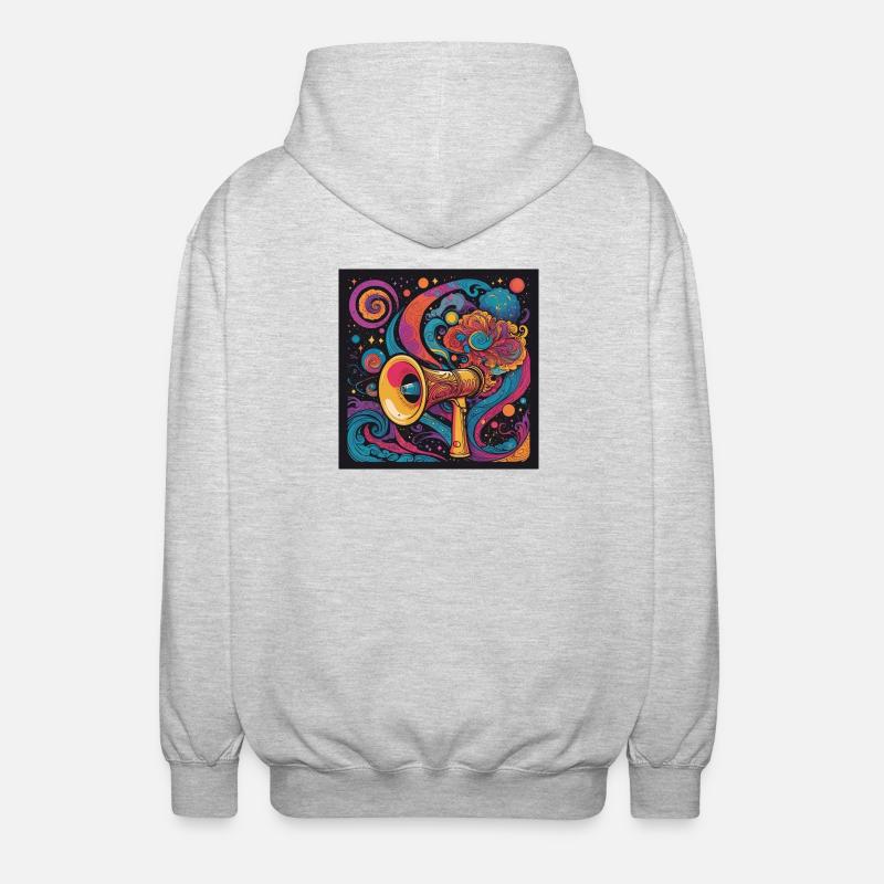 Exploration psychédélique avec haut-parleur spatial - Veste à capuche unisexe - gris clair chiné