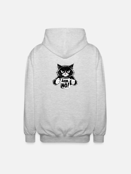 Angry Cat Muggle: "Um... Nope!" - Unisex Hooded Jacket - light heather grey