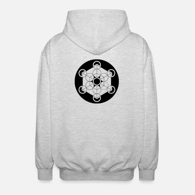 Crop circle cube de Metatron - Veste à capuche unisexe - gris clair chiné