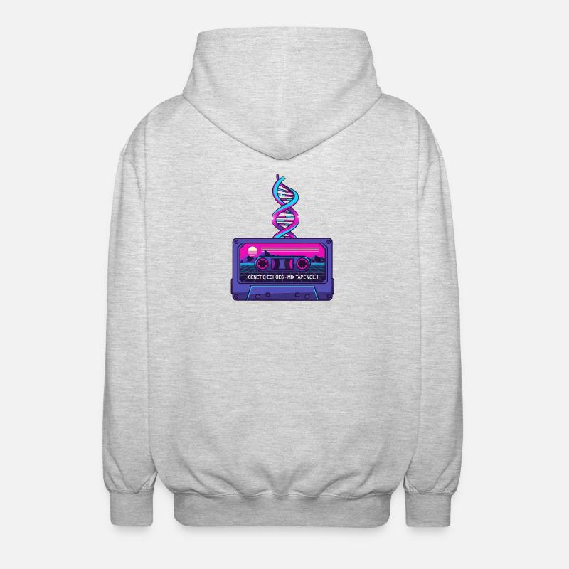 Neon Retro Kassette DNA Kunst - Unisex Kapuzenjacke - Hellgrau meliert