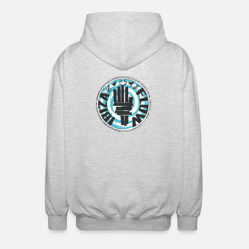 Kraftvolles Ibizadesign im Graffiti-Stil - Unisex Kapuzenjacke - Hellgrau meliert