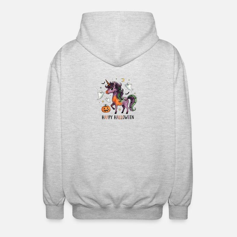 Halloween Einhorn - Unisex Kapuzenjacke - Hellgrau meliert