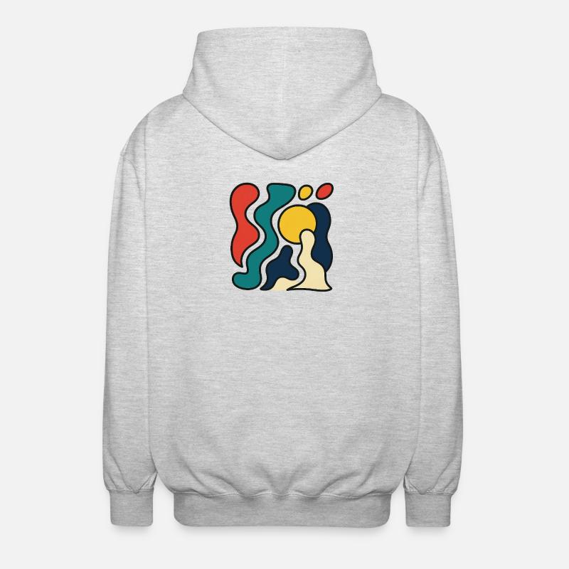 Abstraktes Design mit gelber Sonne - Unisex Kapuzenjacke - Hellgrau meliert