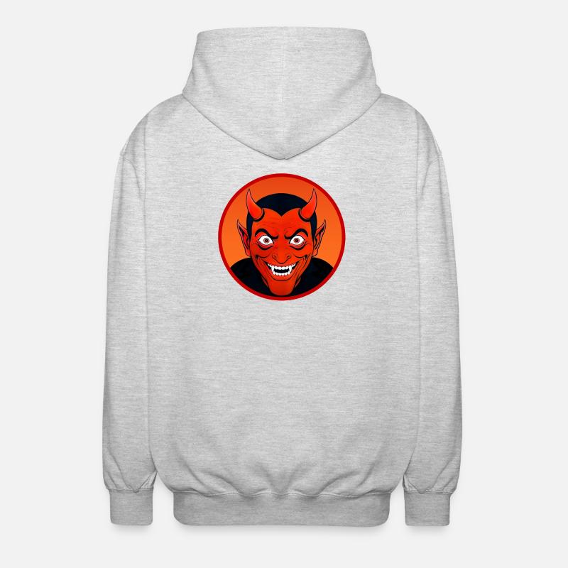 Dämonischer Teufelskopf mit Horn - Unisex Kapuzenjacke - Hellgrau meliert