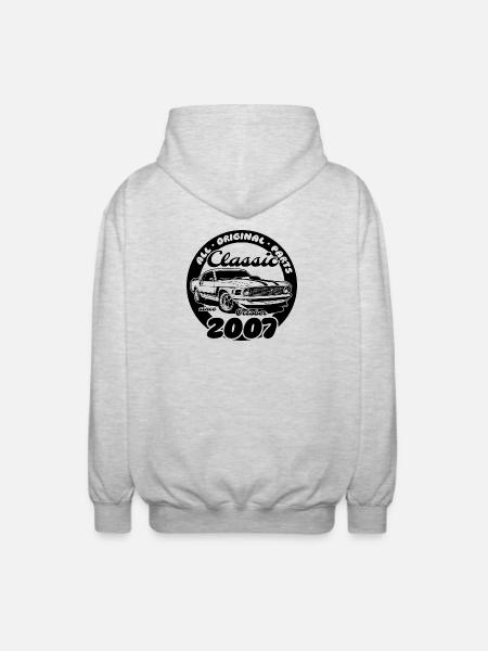 18th Birthday - Classic Musclecar 10/2007 - Unisex Hooded Jacket - light heather grey
