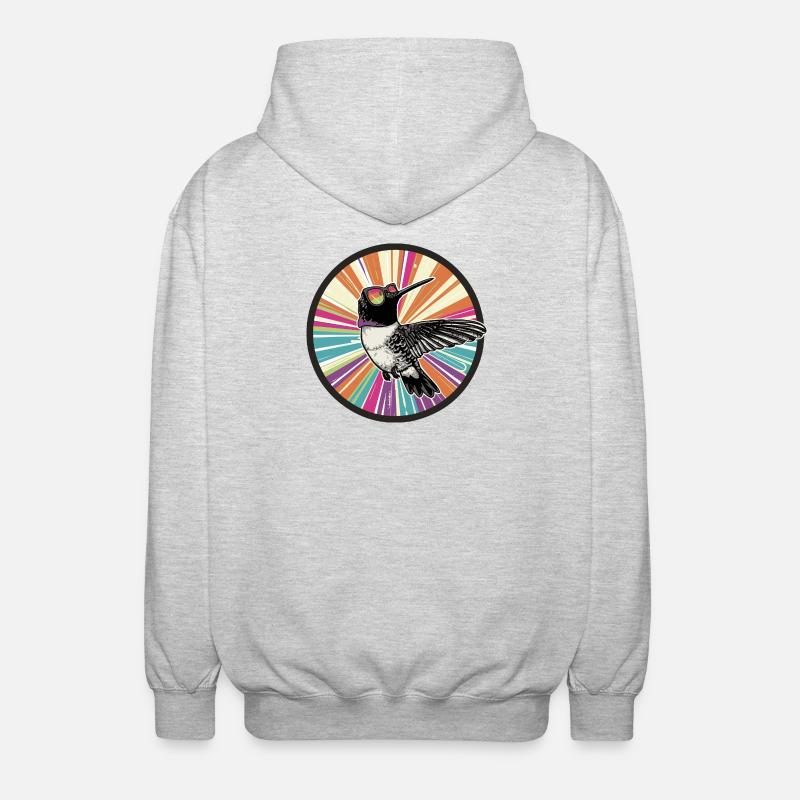 Vibranter Kolibri mit Farbexplosion - Unisex Kapuzenjacke - Hellgrau meliert