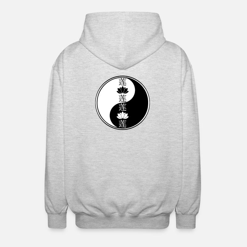 Fleur de lotus yin yang - Veste à capuche unisexe - gris clair chiné