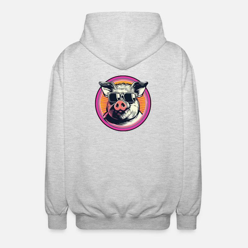 Coolres pig with sunglasses - Unisex Hooded Jacket - light heather grey