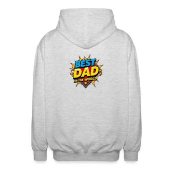 Un design de super-héros pour le meilleur papa - Veste à capuche unisexe - gris clair chiné - Dos - AI Model Male 185 light (185cm)