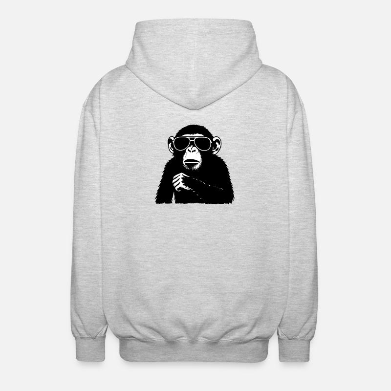 Cool Affe mit Sonnenbrille - Unisex Kapuzenjacke - Hellgrau meliert