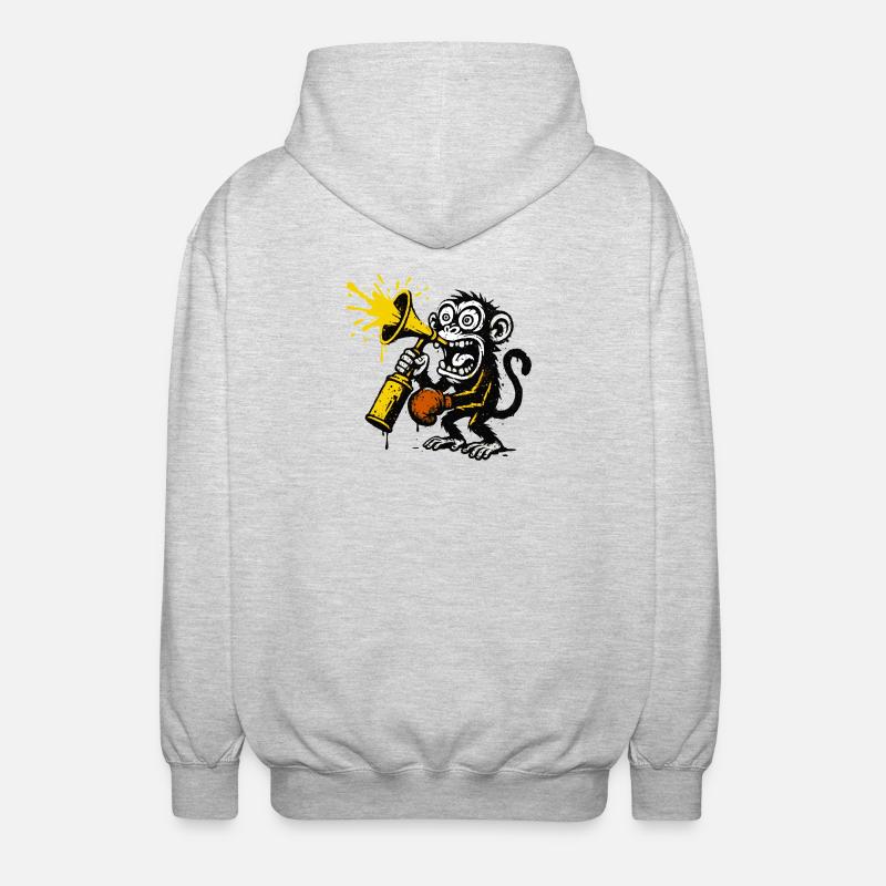 Expressive monkey with megaphone - Unisex Hooded Jacket - light heather grey