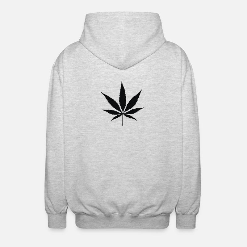 Silhouette de feuille de cannabis - Veste à capuche unisexe - gris clair chiné