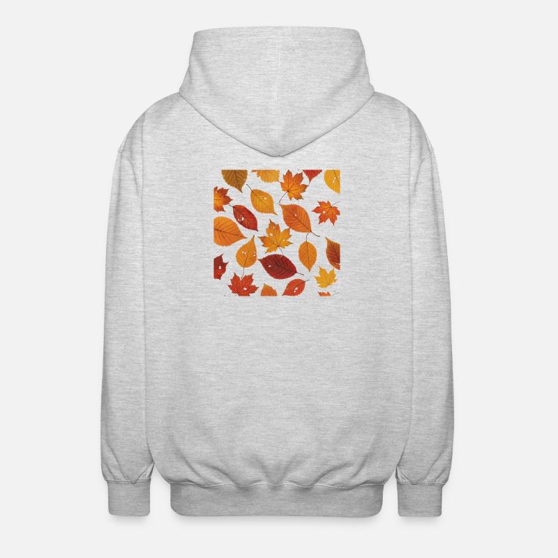Autumn Leaf Pattern - Unisex Hooded Jacket - light heather grey