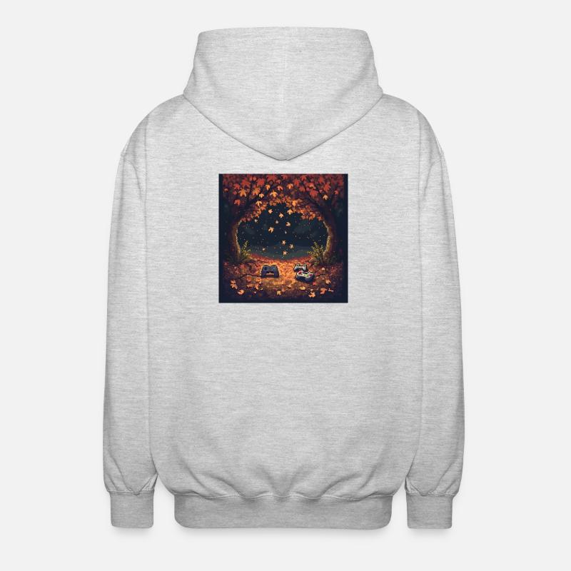 Pixel Feuilles d’automne - Veste à capuche unisexe - gris clair chiné