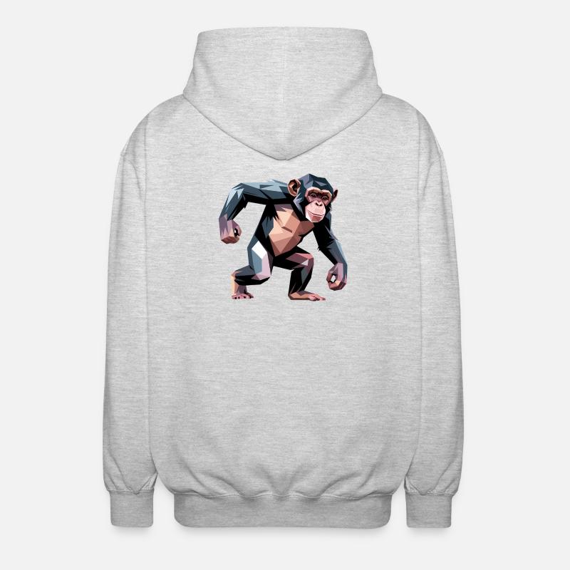 Monkey - Cool Low Poly Logo - Veste à capuche unisexe - gris clair chiné