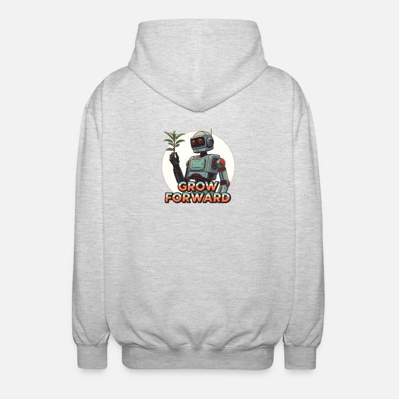Grow Forward – Retro Sci-Fi Robot - Unisex Kapuzenjacke - Hellgrau meliert