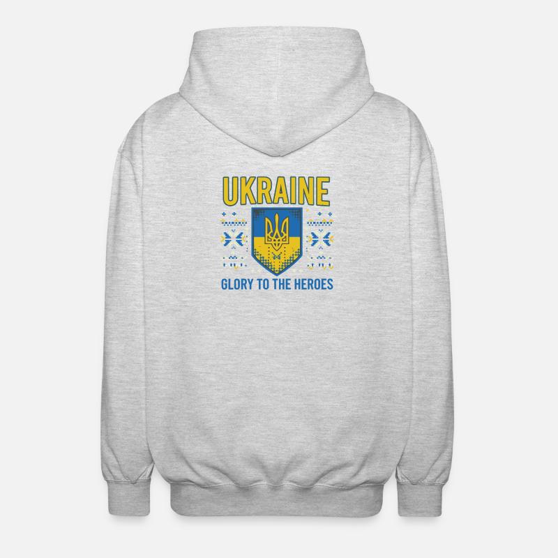 Ukraine Crest Glory Tee - Unisex Hooded Jacket - light heather grey