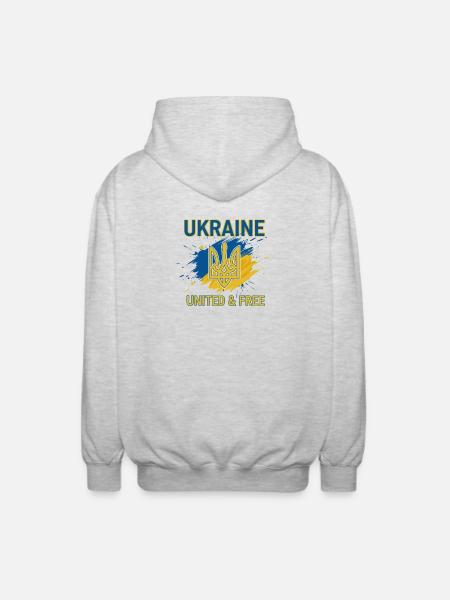 Ukraine Unity and Freedom - Unisex Hooded Jacket - light heather grey