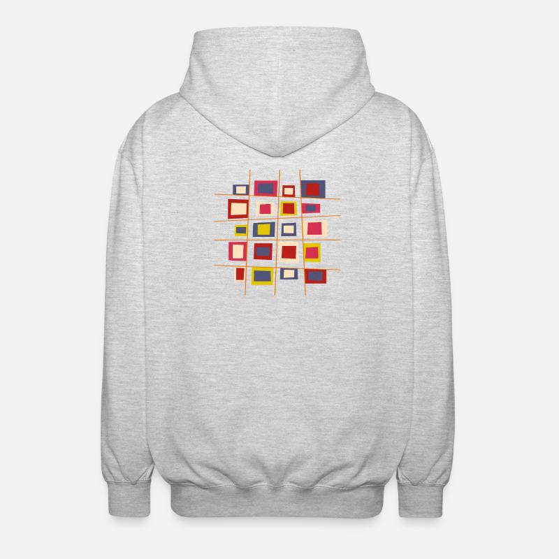 Design patchwork réalisé par Cean - Veste à capuche unisexe - gris clair chiné