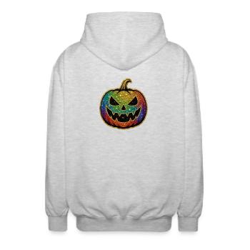 Regenbogen Glitzer Kürbis - Unisex Kapuzenjacke - Hellgrau meliert - Hinten - AI Model Male 185 light (185cm)