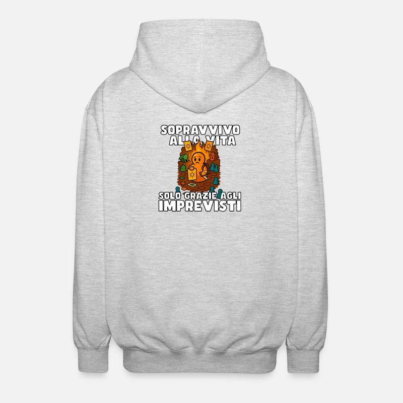 Ich überlebe dank des Unerwarteten - Unisex Kapuzenjacke - Hellgrau meliert