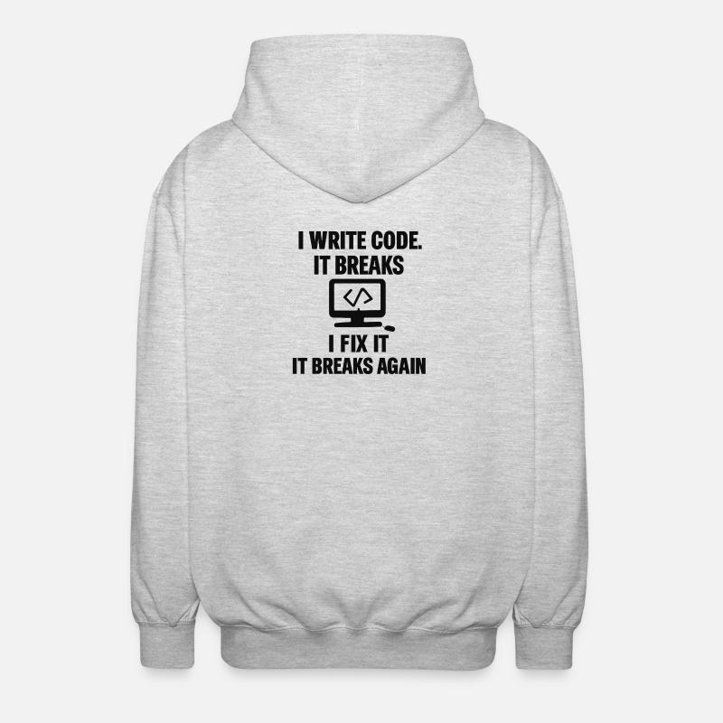 I Write Code – Funny Programmer T-Shirt - Unisex Hooded Jacket - light heather grey