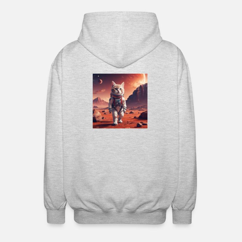 Astronaute chat sur Mars - Veste à capuche unisexe - gris clair chiné