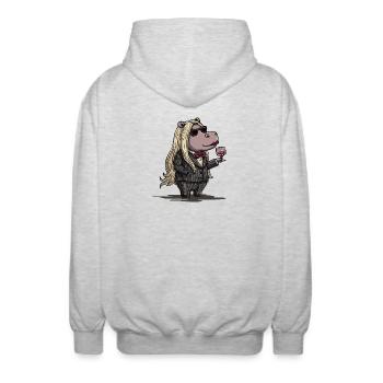 Stylish Gangster Hippo - Unisex Kapuzenjacke - Hellgrau meliert - Hinten - AI Model Male 185 light (185cm)