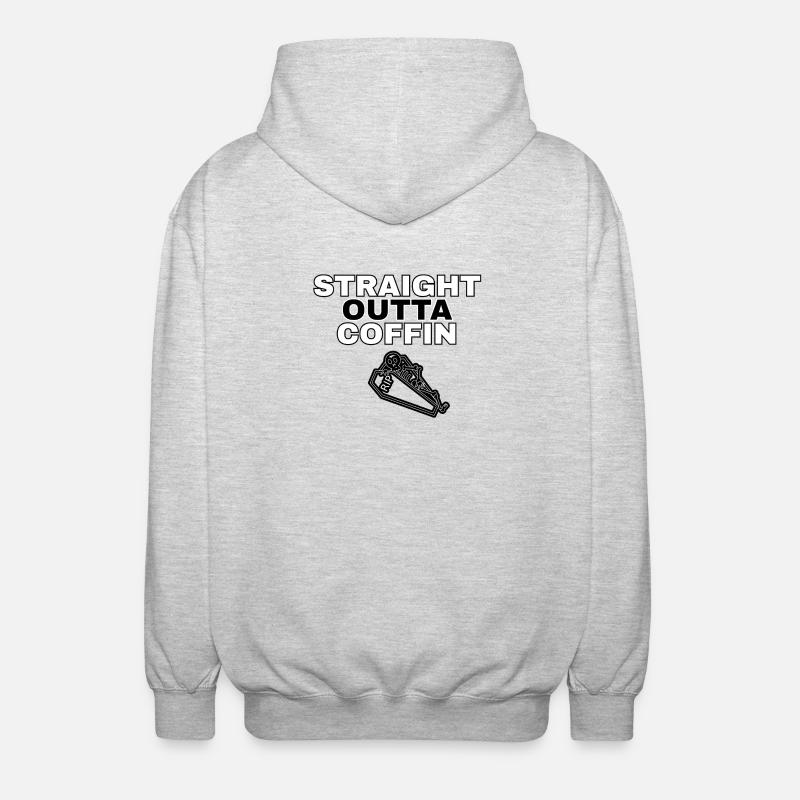 Straight Outta Coffin Skeleton Design - Unisex Hooded Jacket - light heather grey
