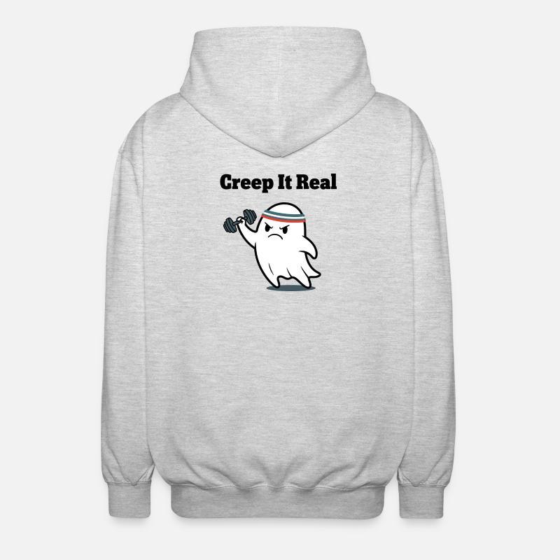 Creep It Real Ghost Workout - Unisex Hooded Jacket - light heather grey