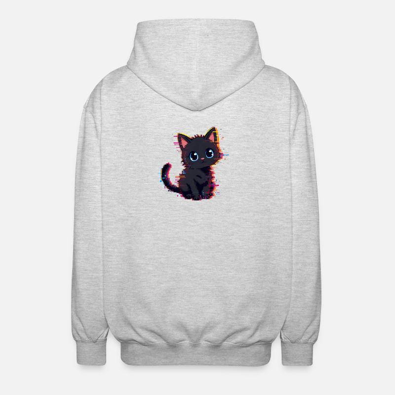Neon Glitch Noir Chat Mignon - Veste à capuche unisexe - gris clair chiné