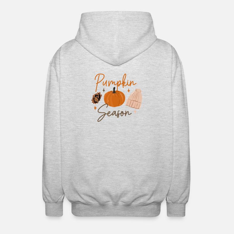 Saison des citrouilles Imprimé d’automne douillet - Veste à capuche unisexe - gris clair chiné