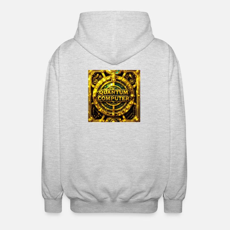 Golden Quantum Computer Emblem - Unisex Hooded Jacket - light heather grey