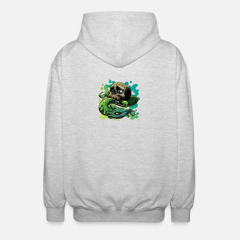 Neon Schlange Schädel - Unisex Kapuzenjacke - Hellgrau meliert