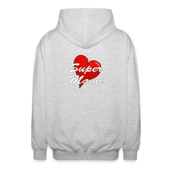 SUPER MAMI - Unisex Kapuzenjacke - Hellgrau meliert - Hinten - AI Model Male 185 light (185cm)