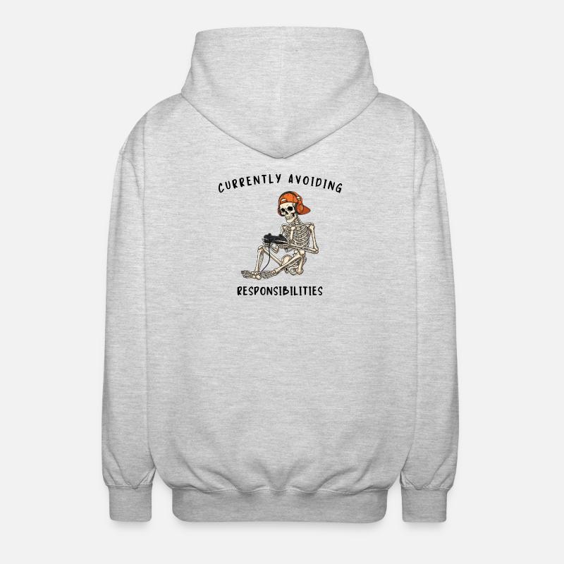 Skeleton Gaming Avoiding Responsibilities - Unisex Kapuzenjacke - Hellgrau meliert
