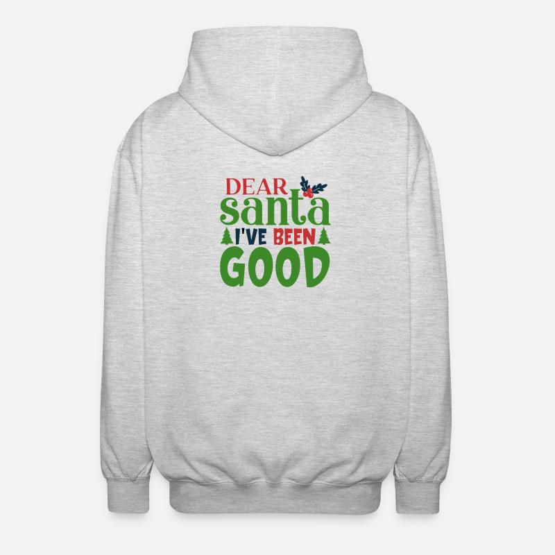 Dear Santa I've Been Good Pattern - Unisex Hooded Jacket - light heather grey