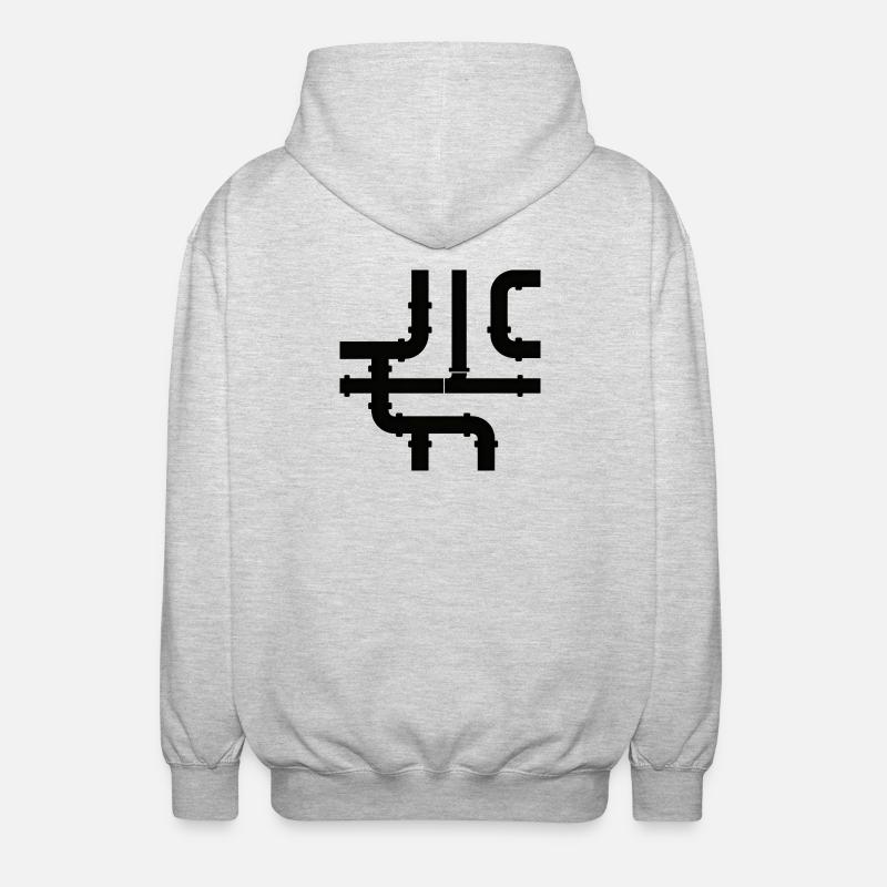 Black Cane Net Pattern - Unisex Hooded Jacket - light heather grey