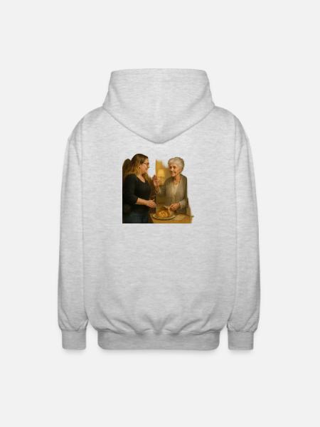 Herzliche Nachbarschaftsszene - Unisex Kapuzenjacke - Hellgrau meliert